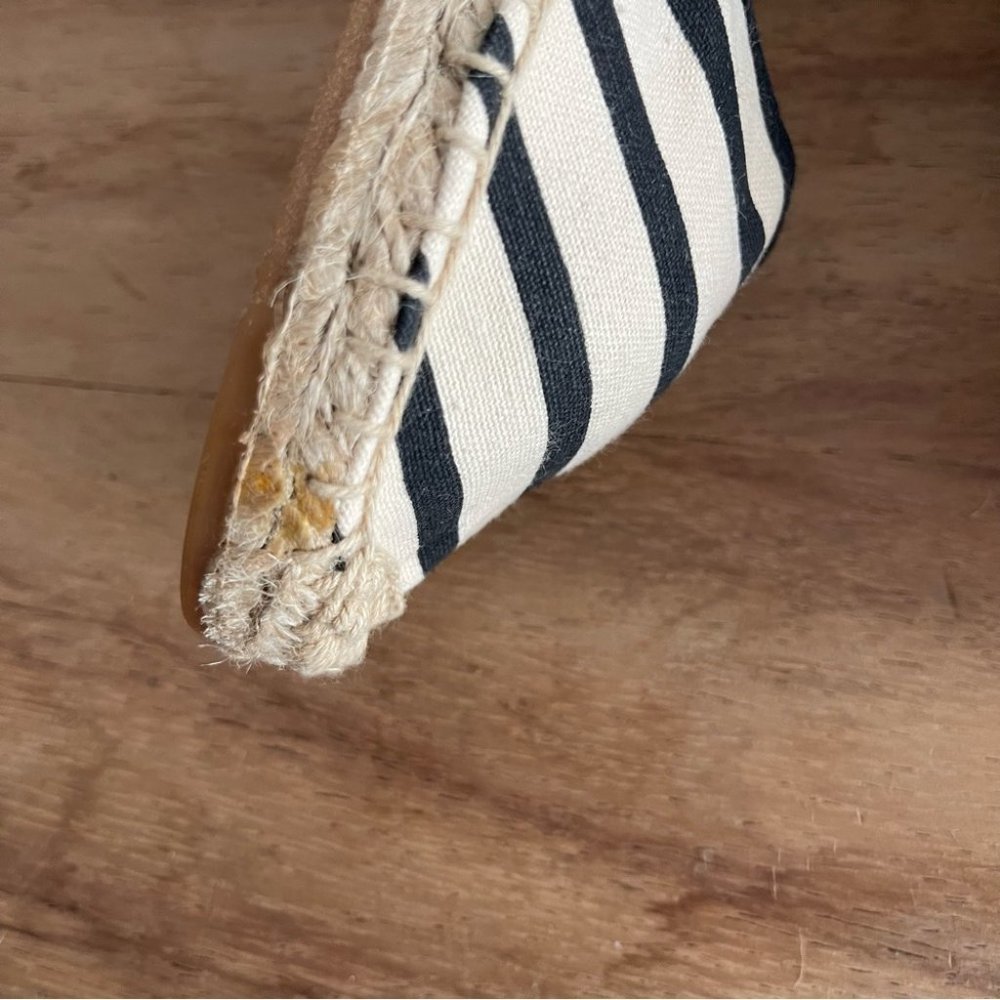 ❌SOLD❌SOLUDOS Lace-up flat espadrille shoes black cream stripe nautical size 7.5 - Picture 11 of 12